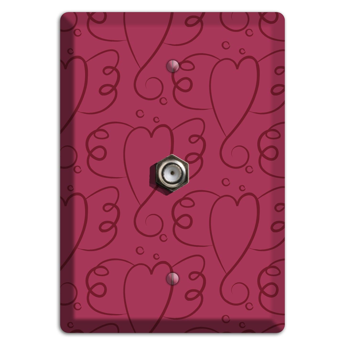 Fuschia Winged Hearts Cable Wallplate