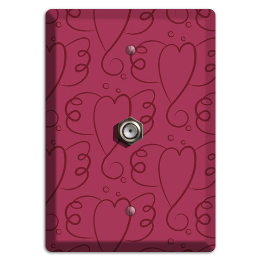 Fuschia Winged Hearts Cable Wallplate