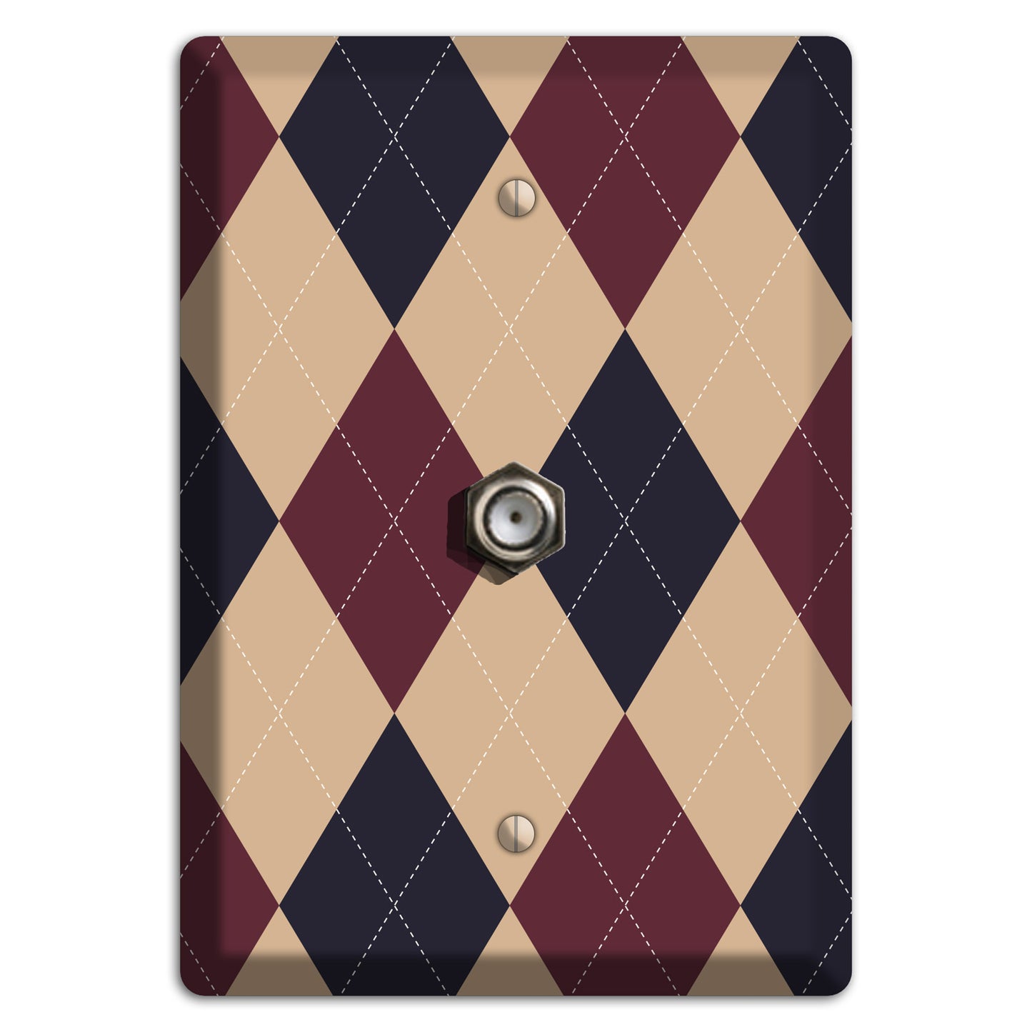 Brown and Tan Argyle Cable Wallplate