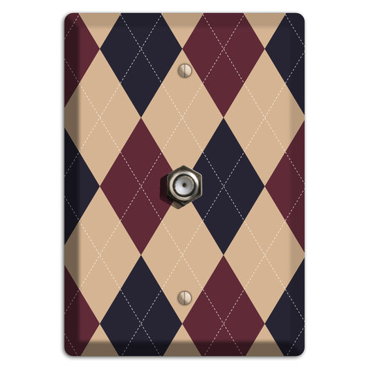 Brown and Tan Argyle Cable Wallplate