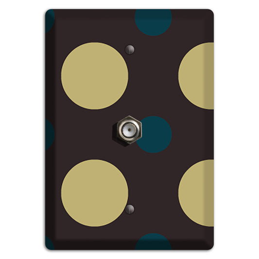 Brown with Olive and Dark Aqua Multi Polka Dots Cable Wallplate