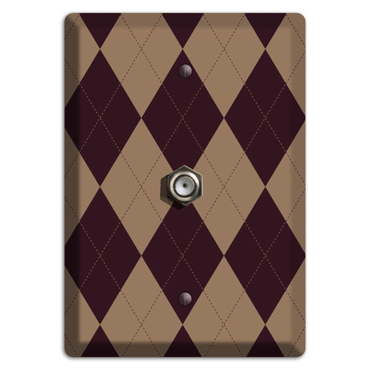 Burguny and Beige Argyle Cable Wallplate