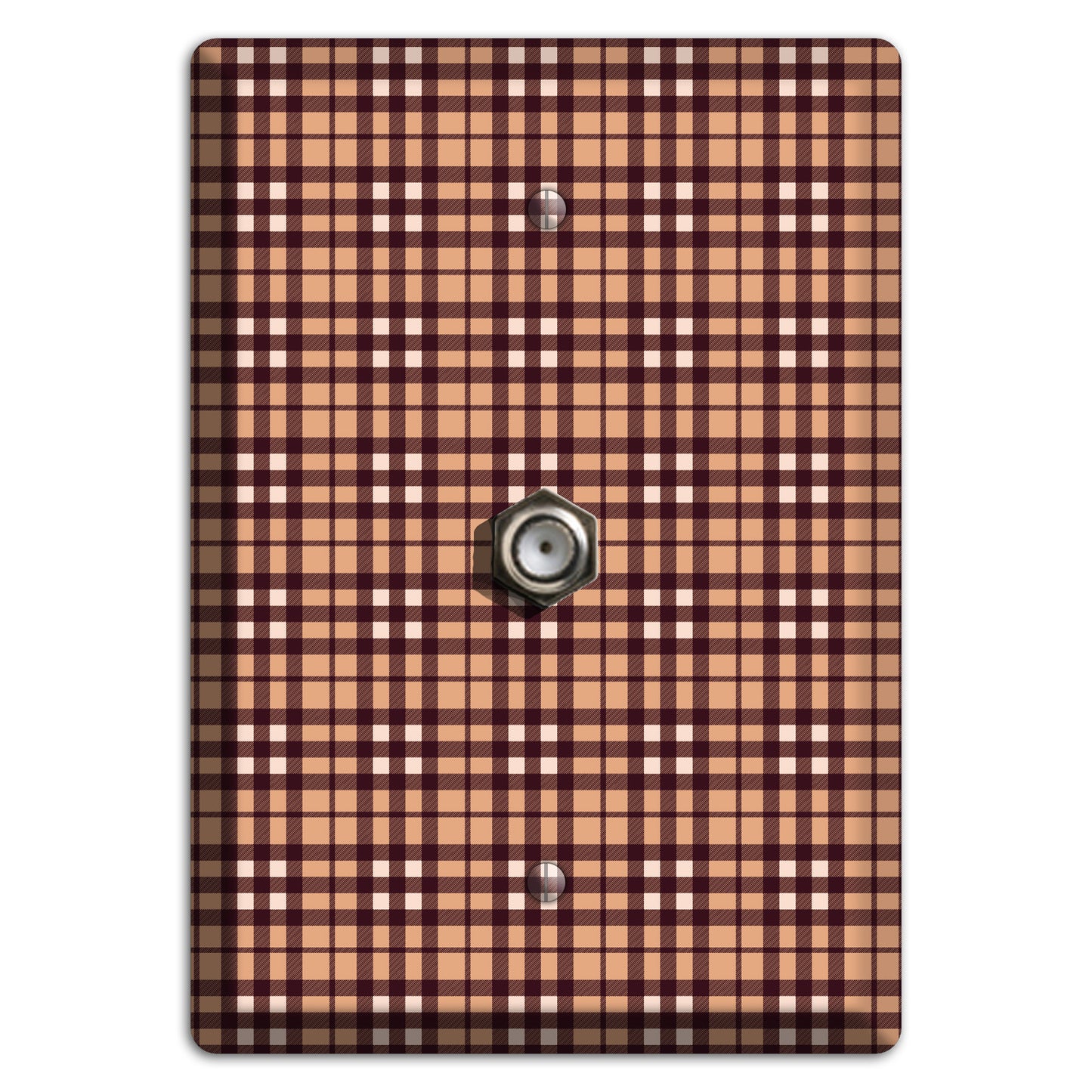 Multi Brown Plaid Cable Wallplate