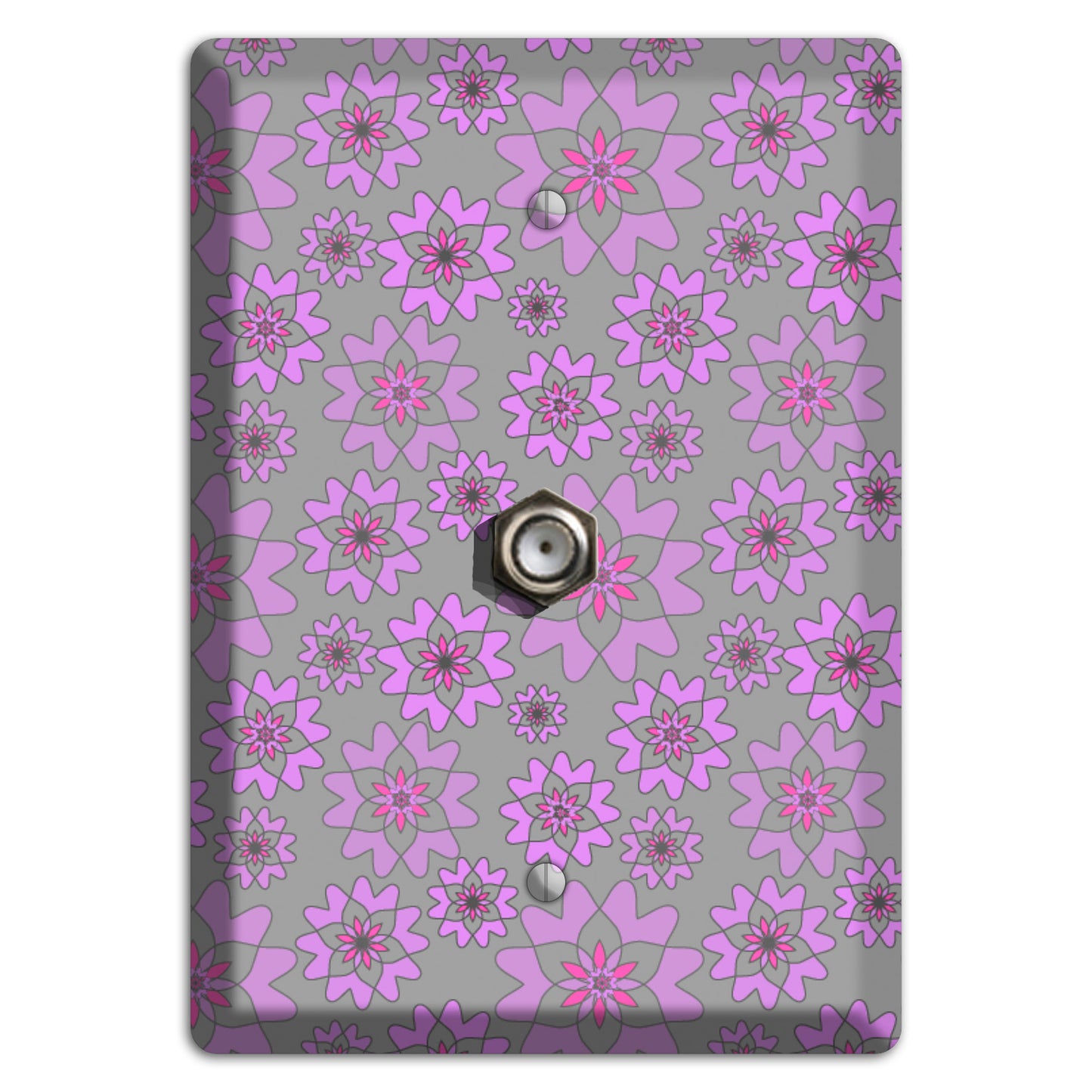 Grey with Purple Retro Suzani Cable Wallplate