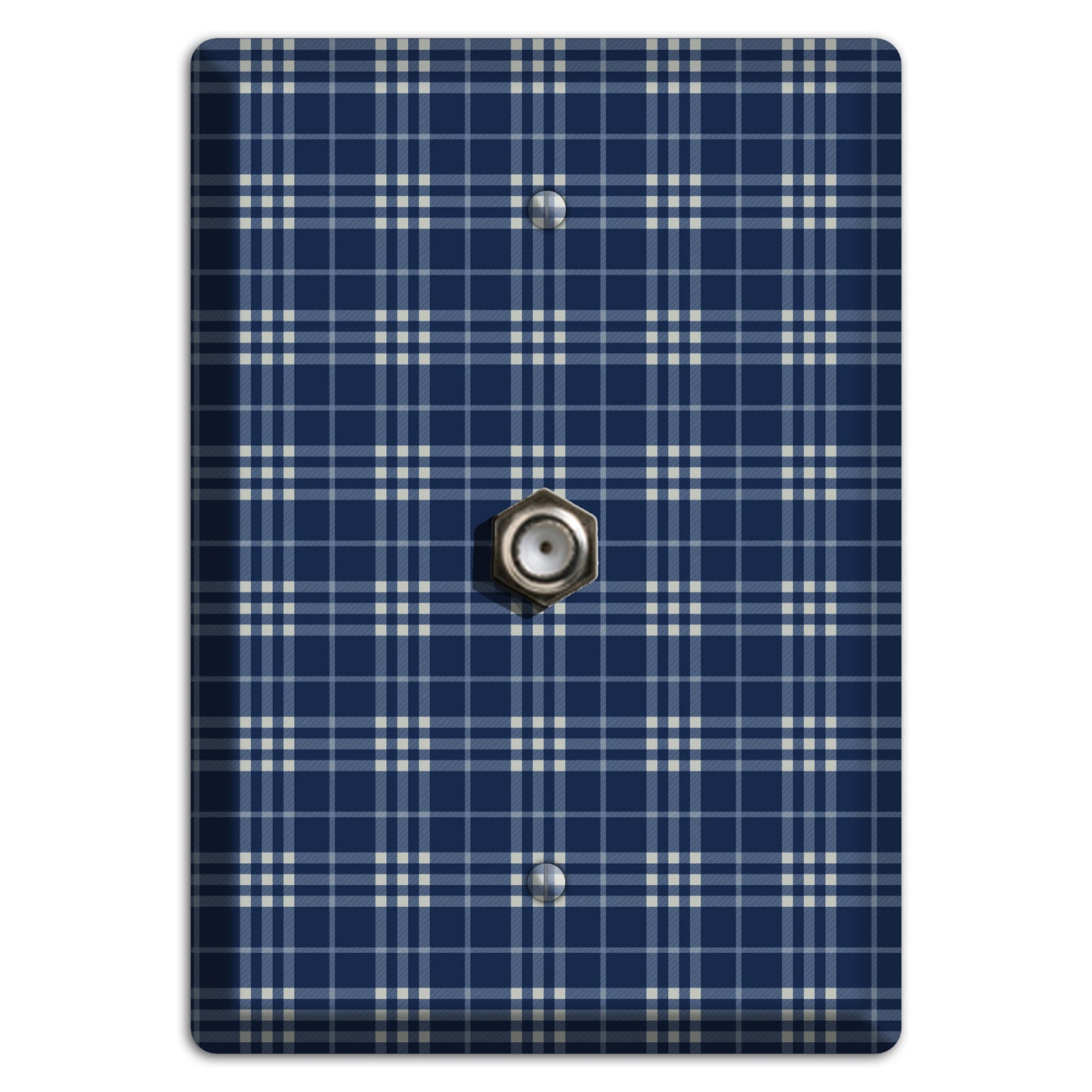 Blue and White Plaid Cable Wallplate