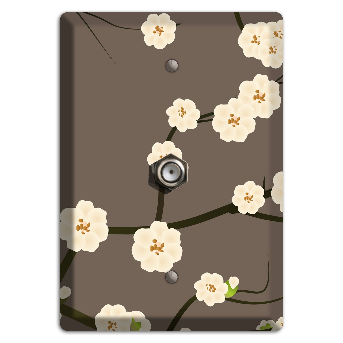 Yellow and Brown Cherry Blossoms Cable Wallplate