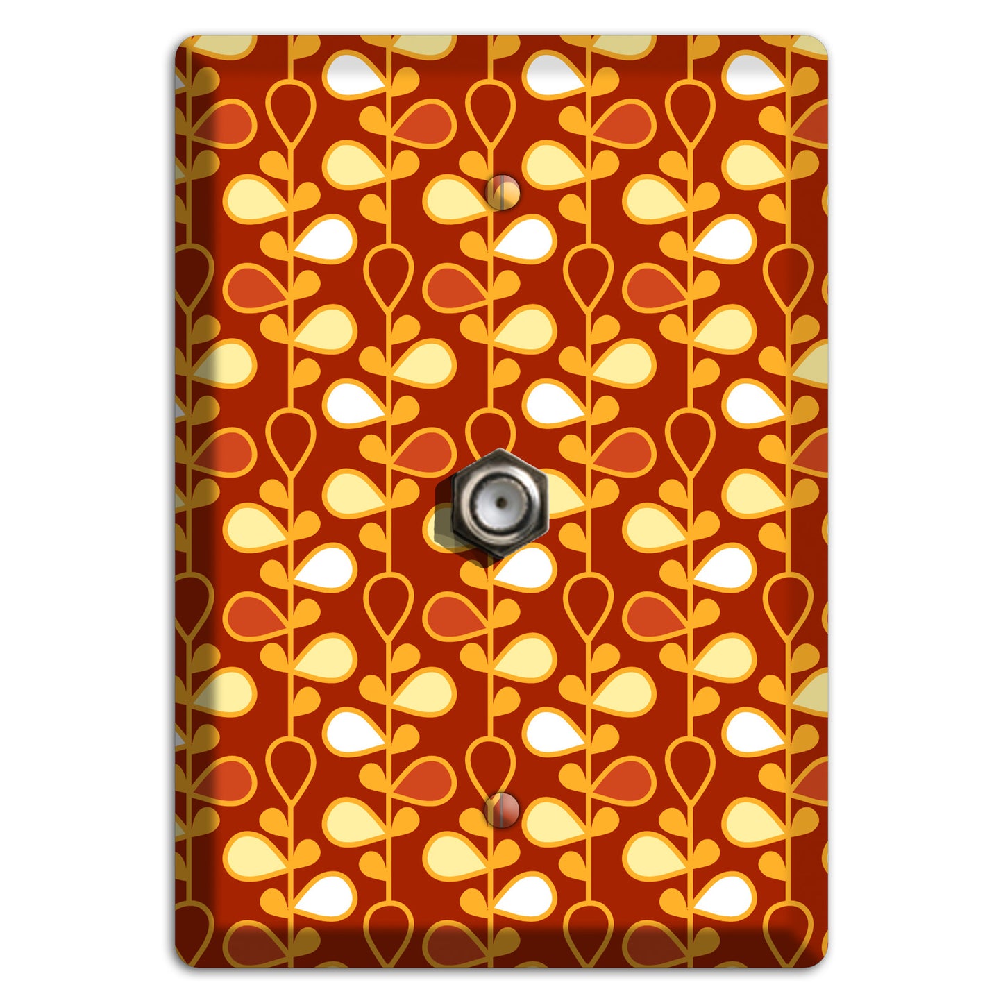 Red with Orange and Yellow Drop and Vine Cable Wallplate