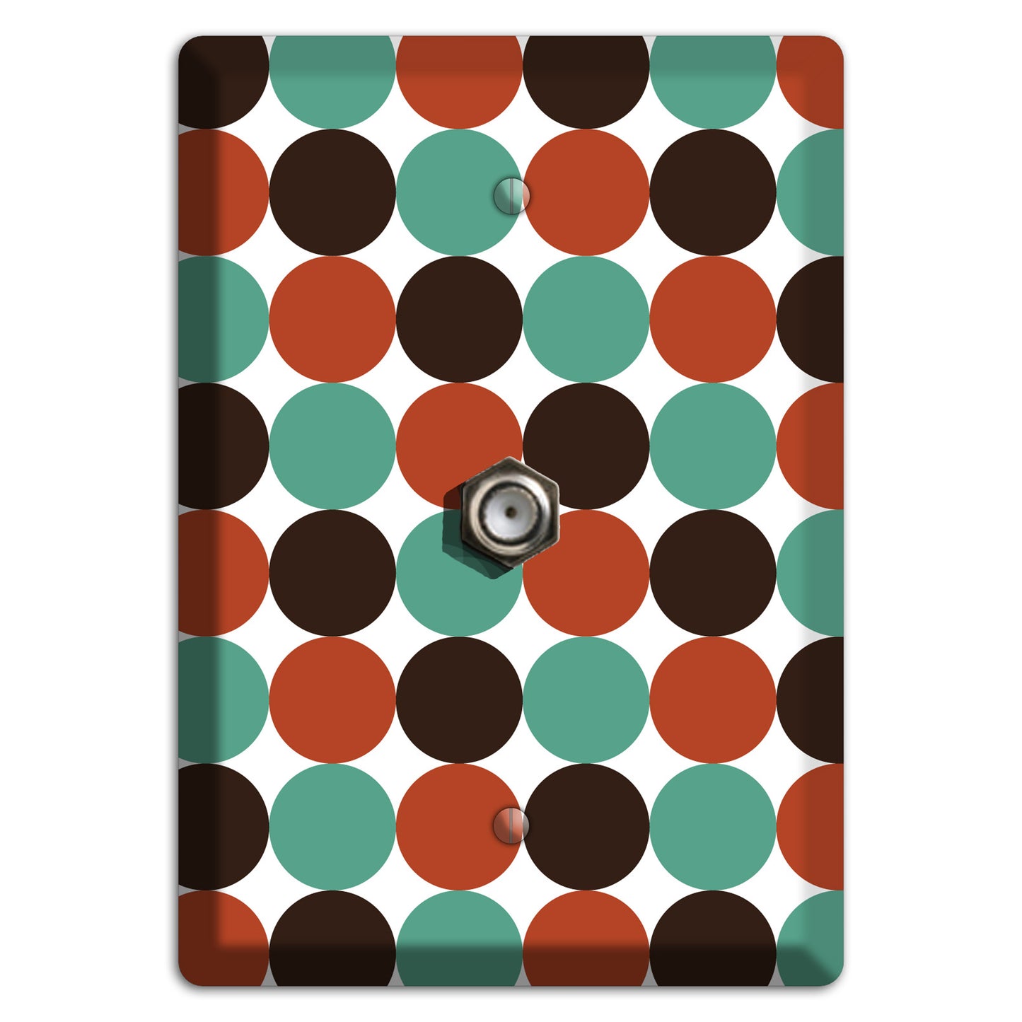 Black Teal Maroon Dots Cable Wallplate