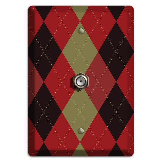 Red Olive Black Argyle Cable Wallplate