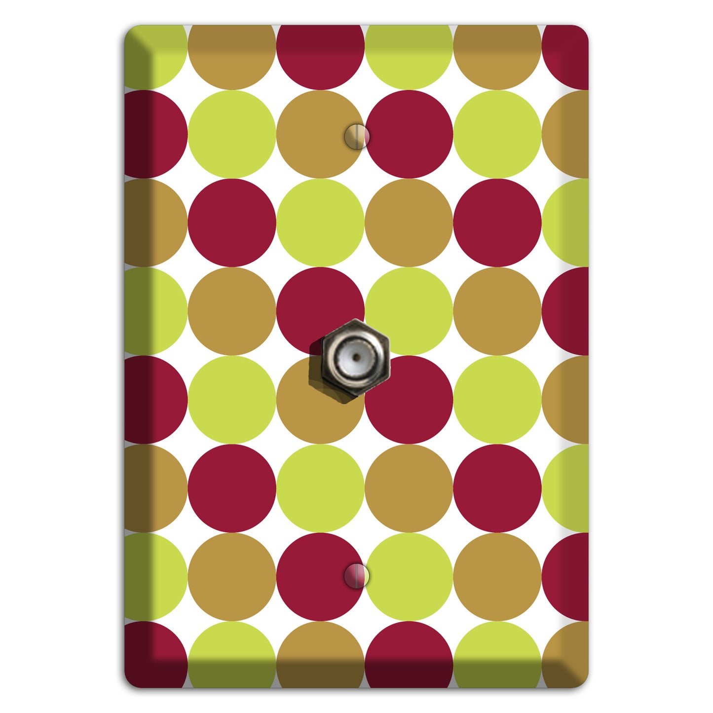 Lime Brown Maroon Tiled Dots Cable Wallplate