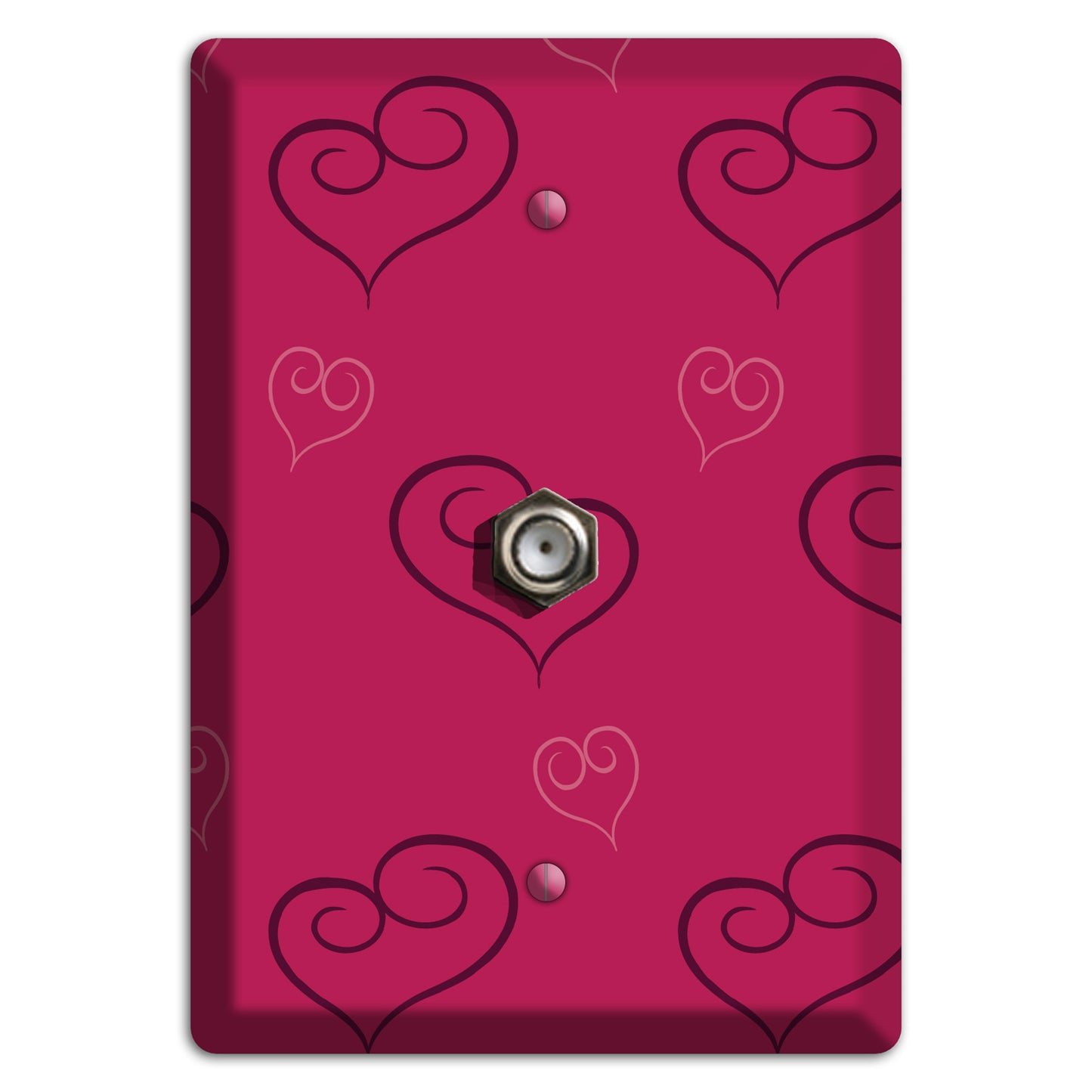 Fuschia Scroll Heart 2 Cable Wallplate