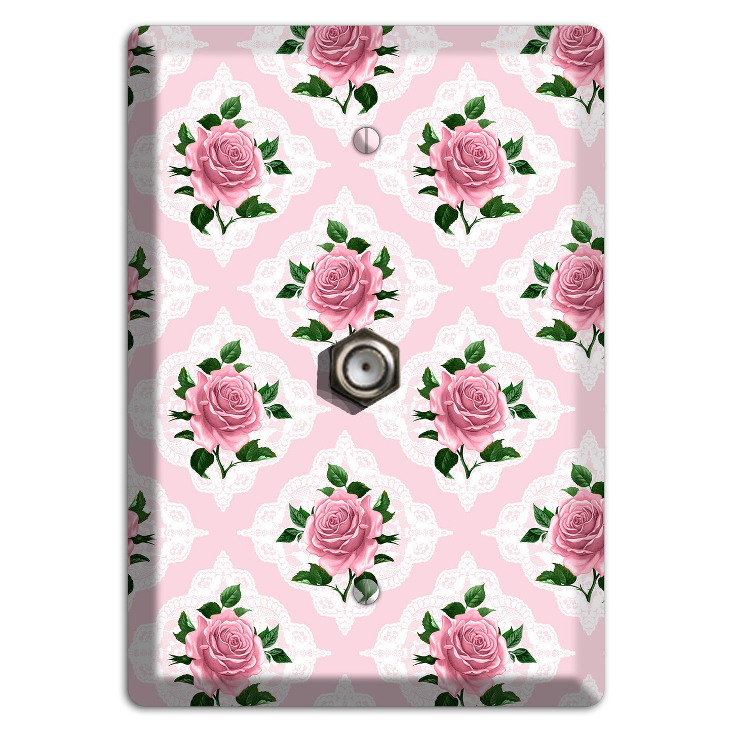 Pink Rose Doily Cable Wallplate