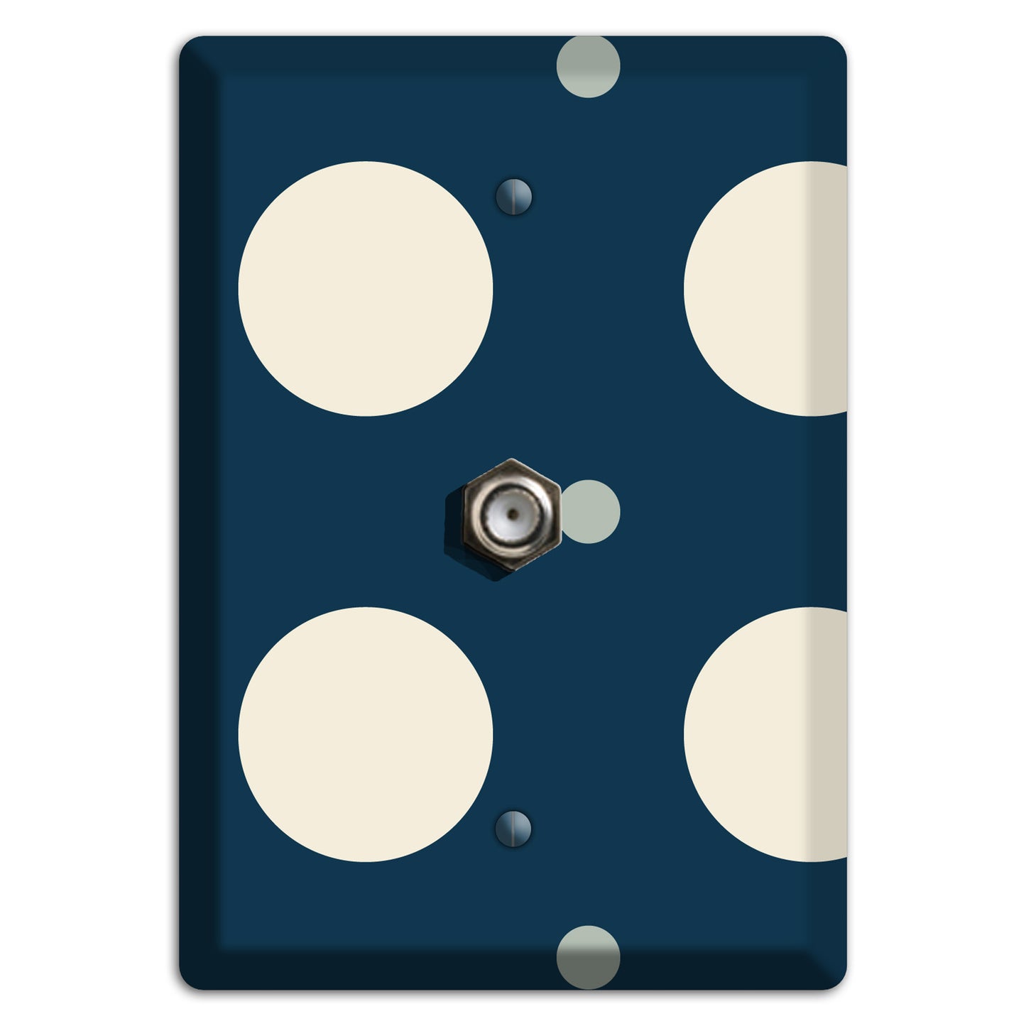 Navy with Off White and Blue Multi Medium Polka Dots Cable Wallplate