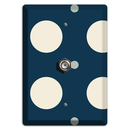 Navy with Off White and Blue Multi Medium Polka Dots Cable Wallplate