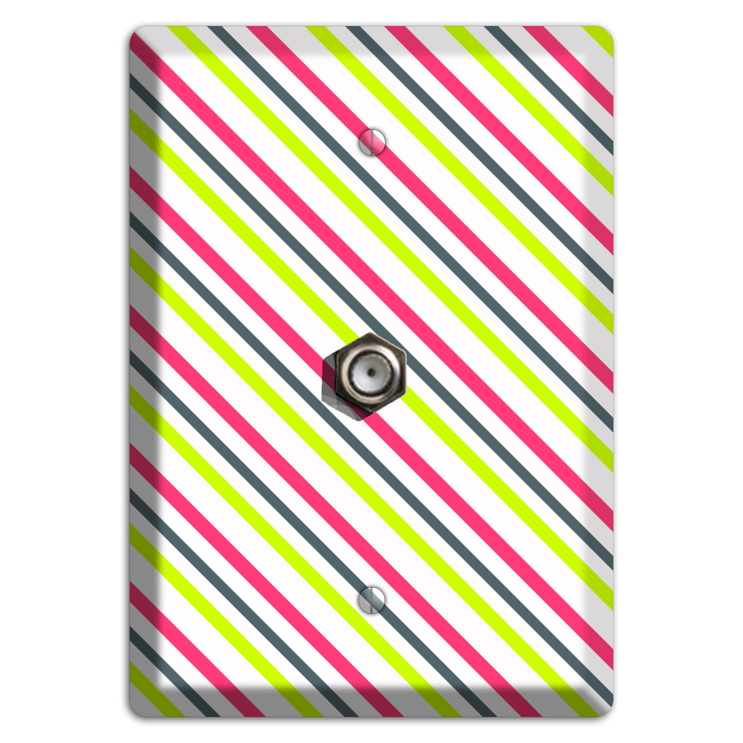 Fuschia and Lime Angled Stripe Cable Wallplate