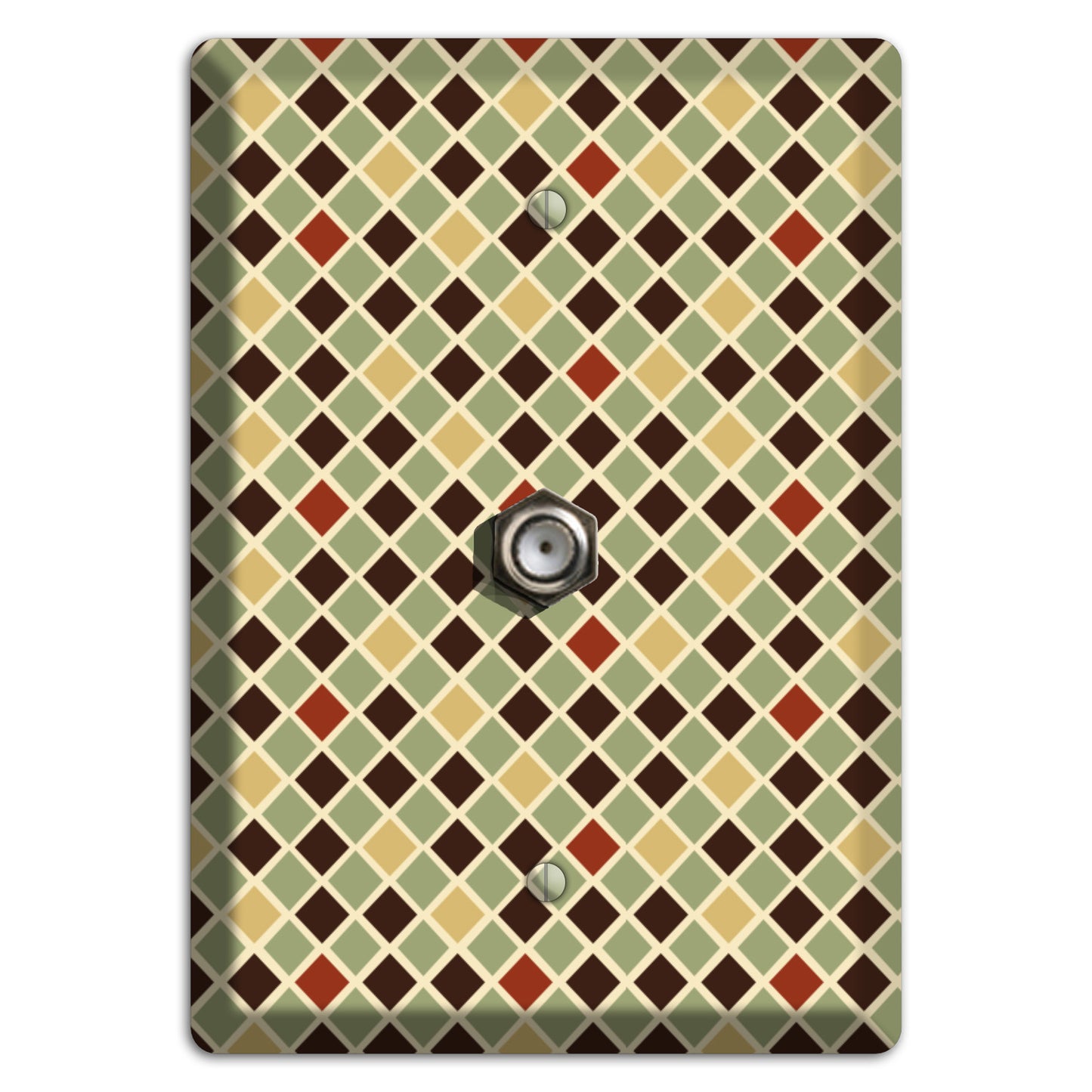 Olive Mustard Maroon Diamonds Cable Wallplate