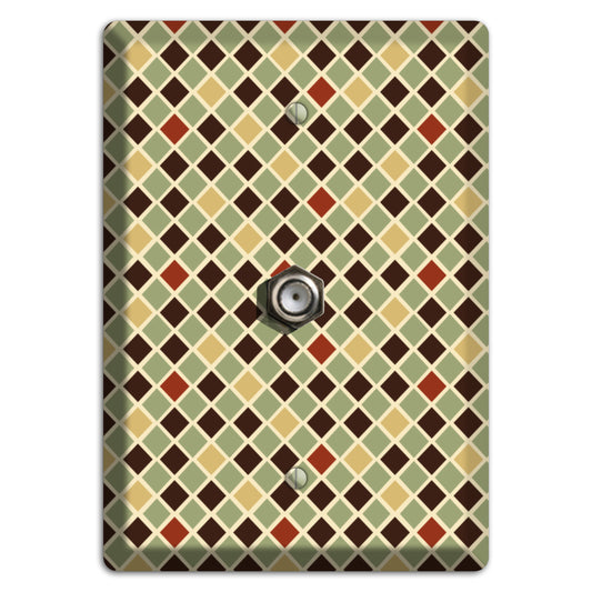 Olive Mustard Maroon Diamonds Cable Wallplate