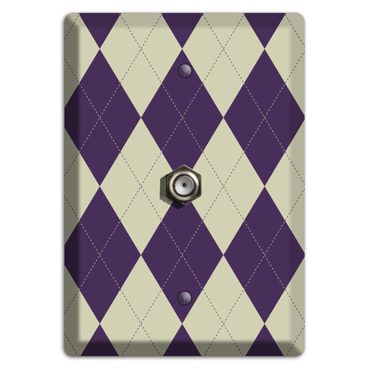 Purple and Tan Argyle Cable Wallplate