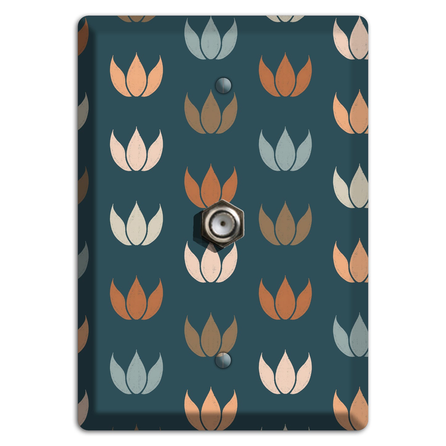 Teal Lotus Print Cable Wallplate