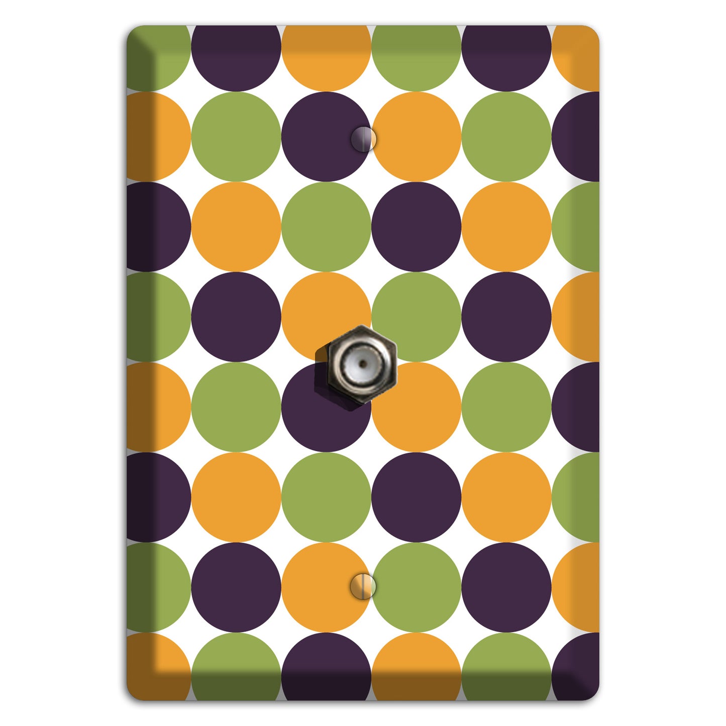 Olive Eggplant Orange Tiled Dots Cable Wallplate