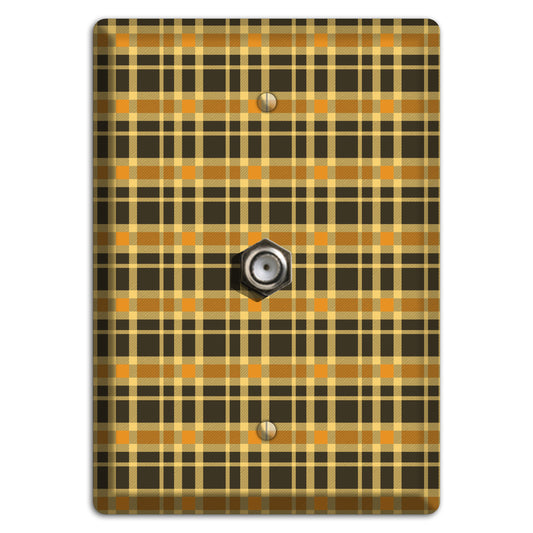 Mustard and Black Plaid Cable Wallplate