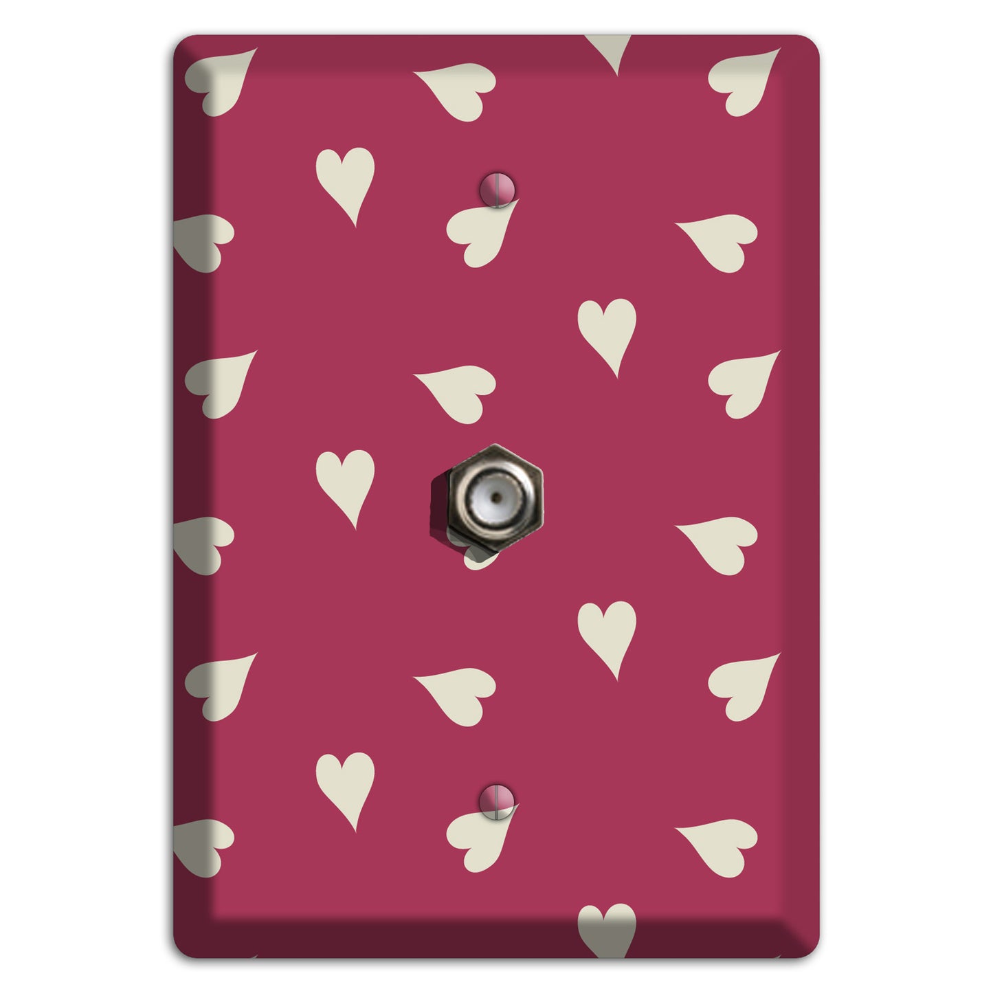 Fuschia with White Hearts Cable Wallplate