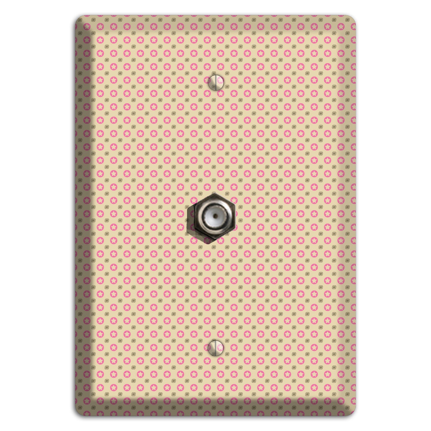 Beige with Pink Stars Cable Wallplate