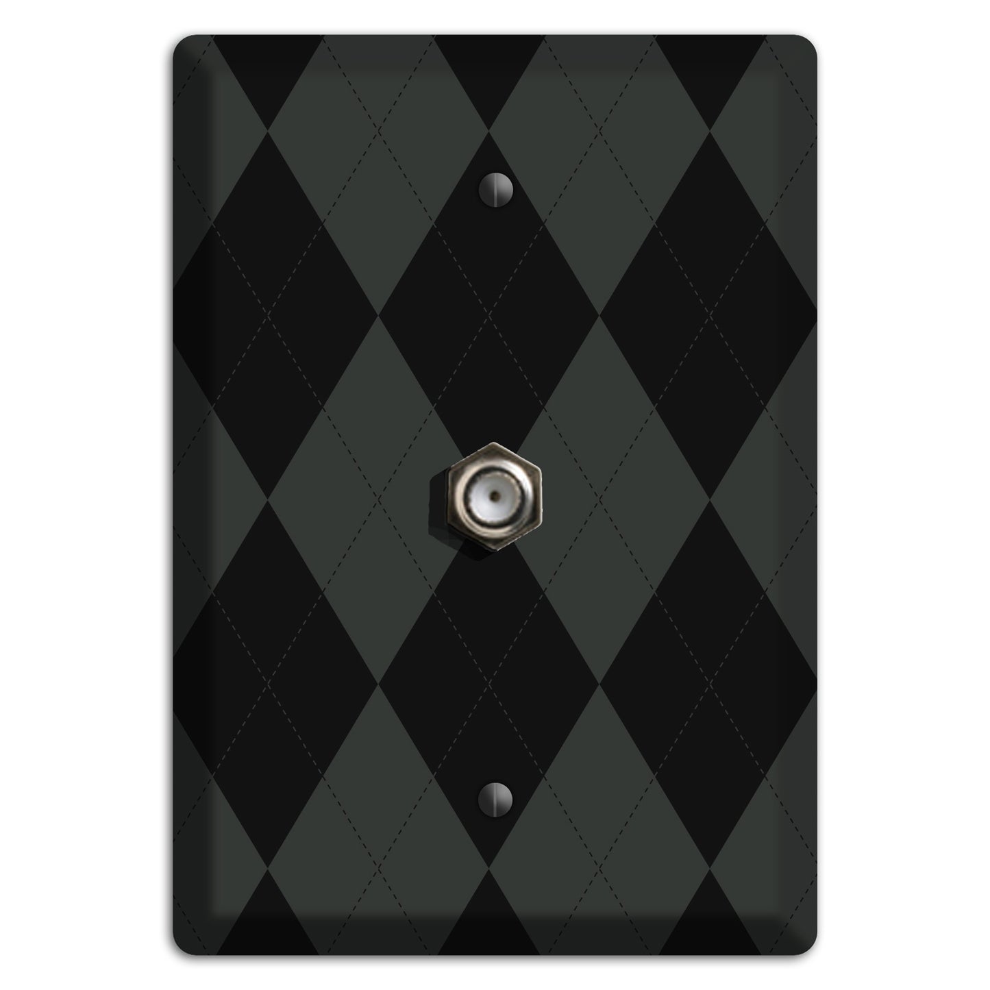 Gray and Black Argyle Cable Wallplate