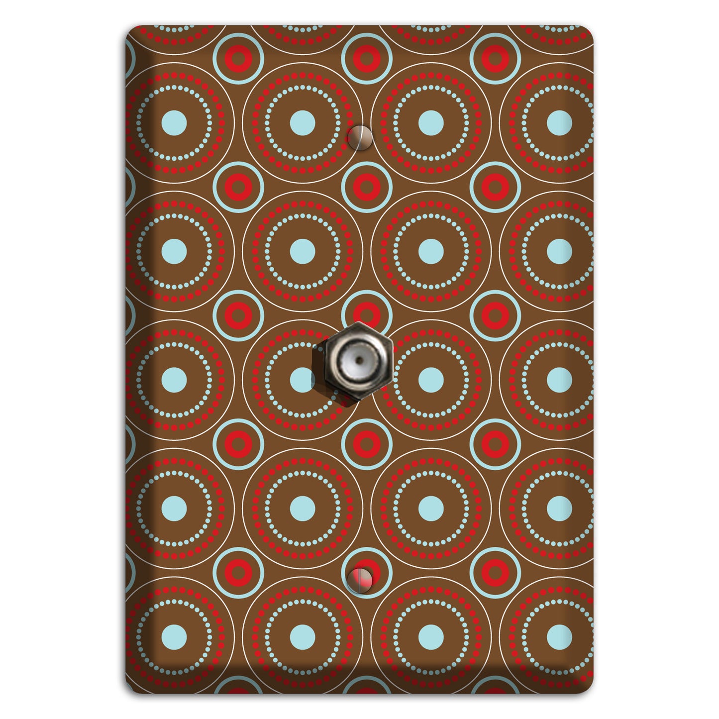 Brown with Red and Dusty Blue Retro Suzani Cable Wallplate