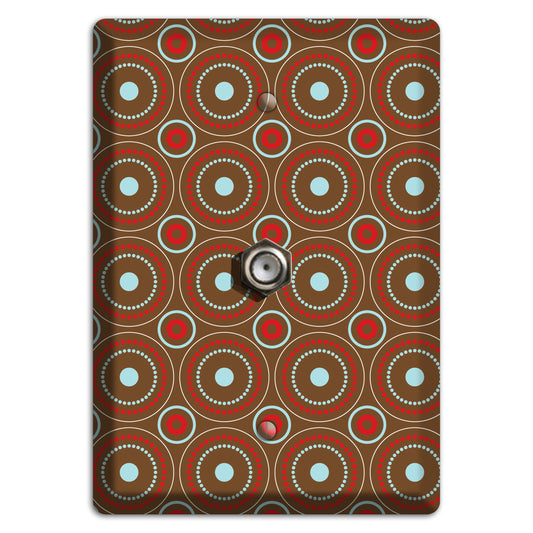 Brown with Red and Dusty Blue Retro Suzani Cable Wallplate