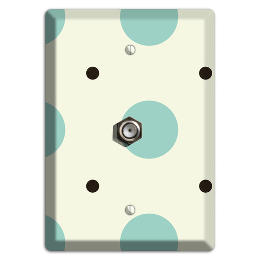 Soft Green with Aqua and Black Multi Tiled Medium Dots Cable Wallplate