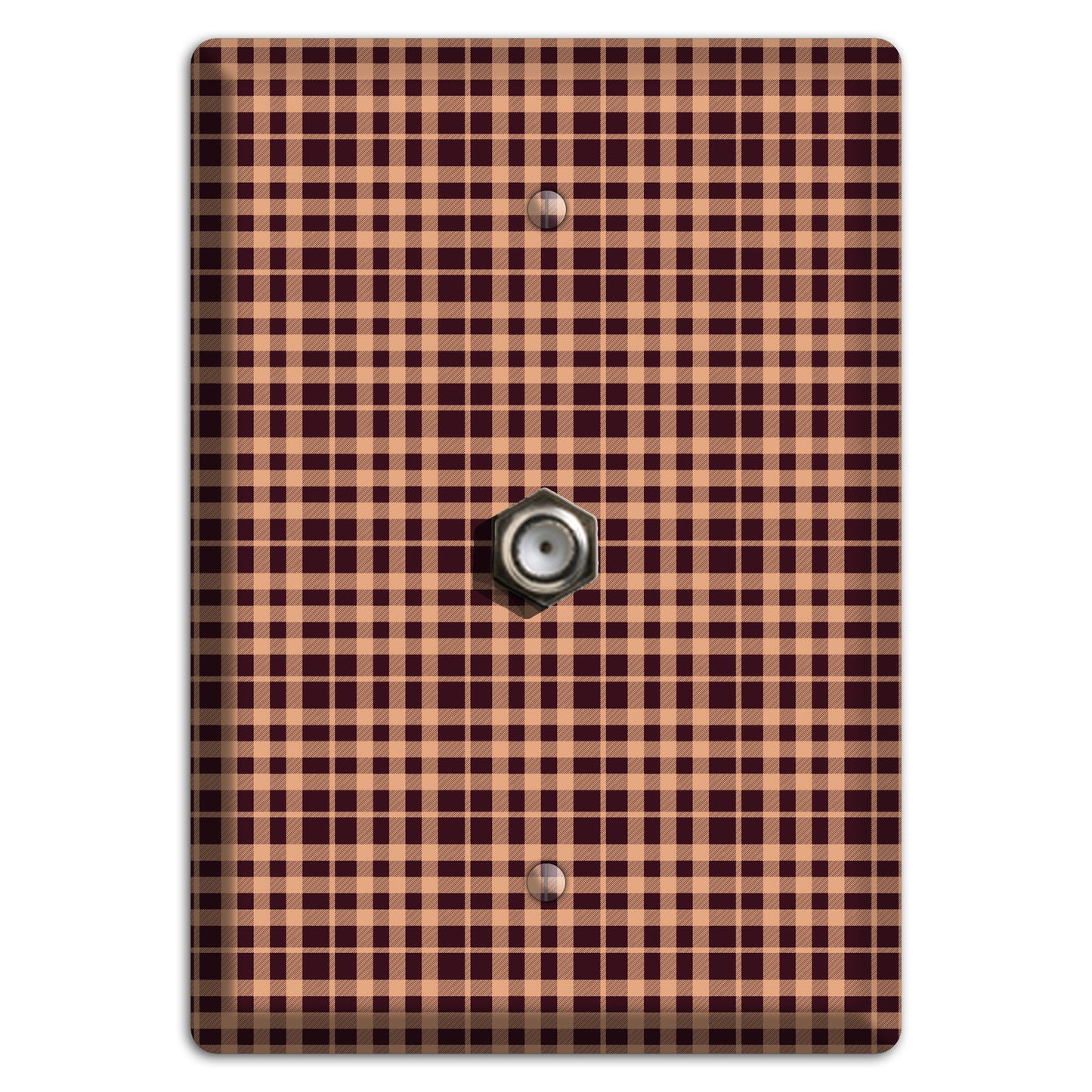 Beige and Black Plaid Cable Wallplate