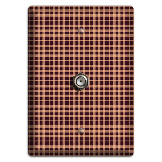 Beige and Black Plaid Cable Wallplate