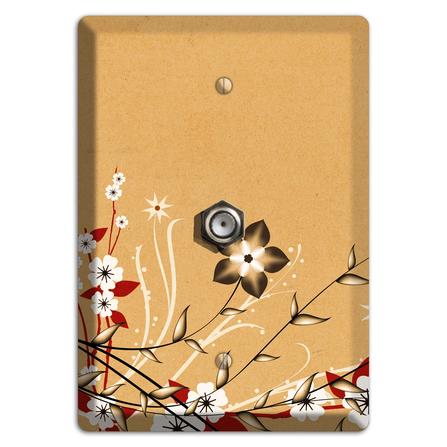 Delicate Red Flowers 2 Cable Wallplate