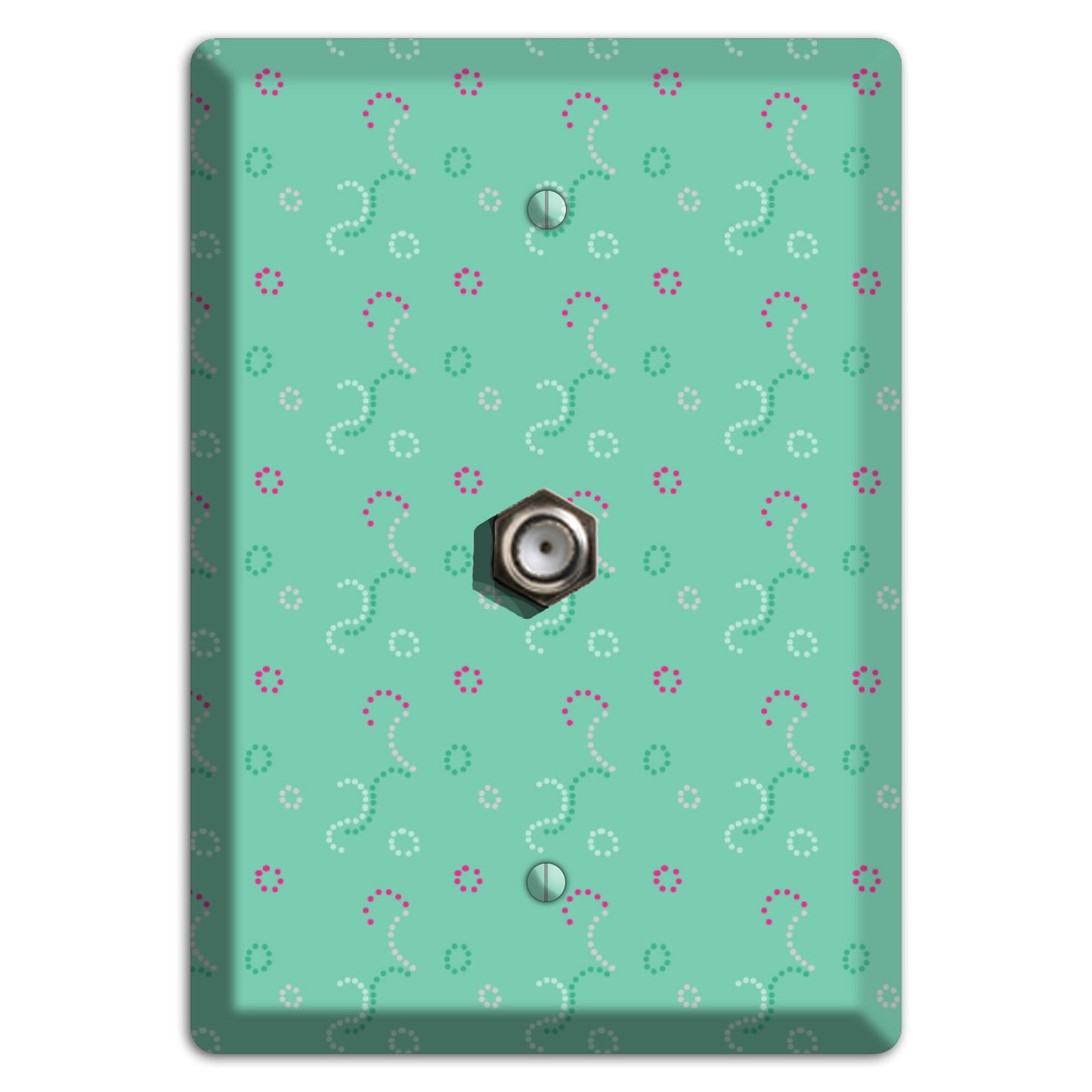 Multi Aqua with Fuschia Stipple Cable Wallplate