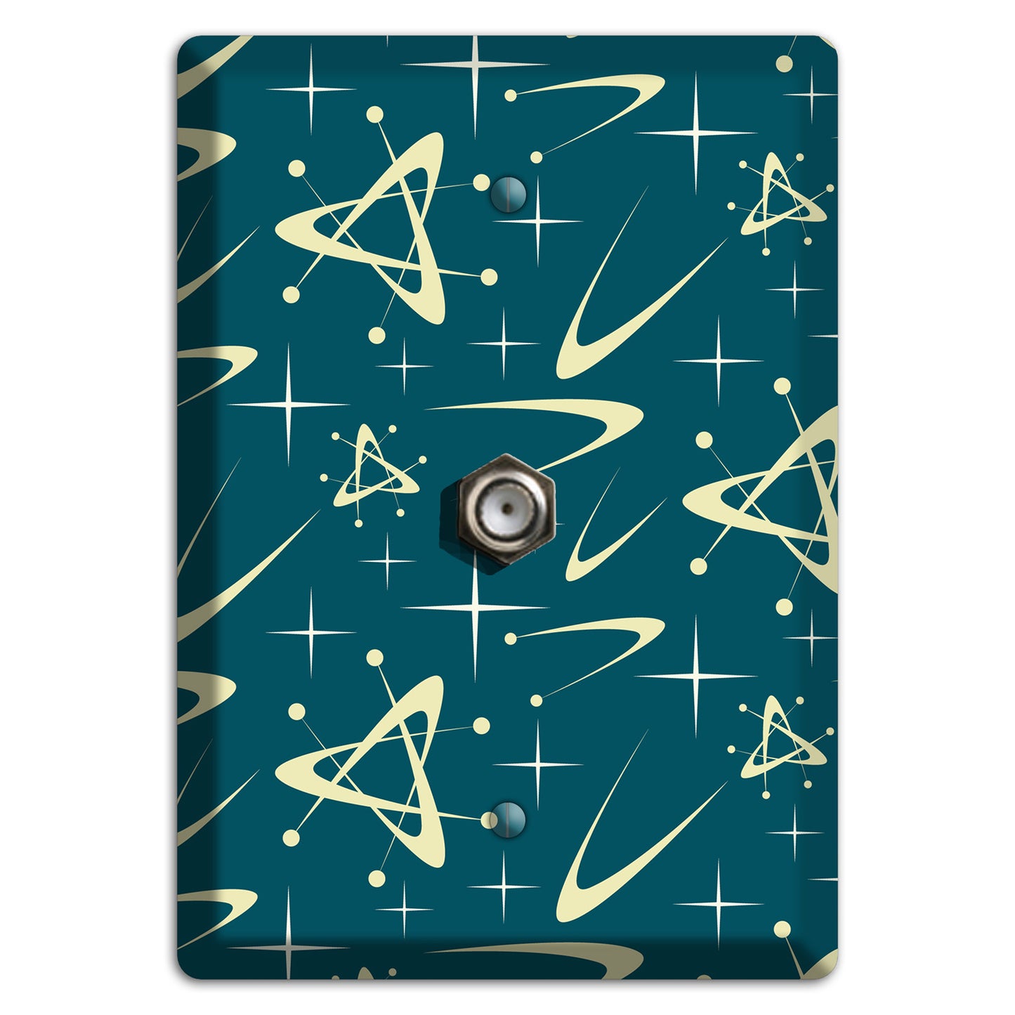 Teal and Yellow Atomic Cable Wallplate