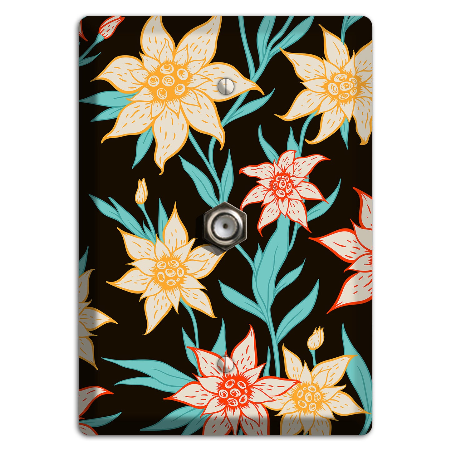 Hand Drawn Flowers Style B Cable Wallplate