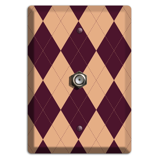 Purple and Beige Argyle Cable Wallplate