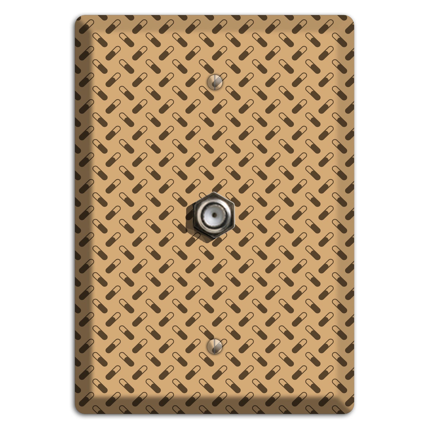 Beige with Brown Motif Cable Wallplate