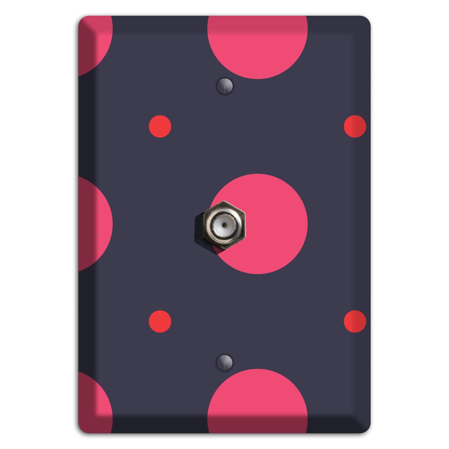 Dark Grey with Fuschia Multi Tiled Medium Dots Cable Wallplate