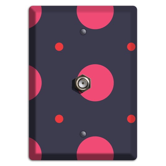 Dark Grey with Fuschia Multi Tiled Medium Dots Cable Wallplate