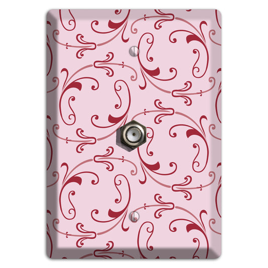 Pink Victorian Sprig Cable Wallplate