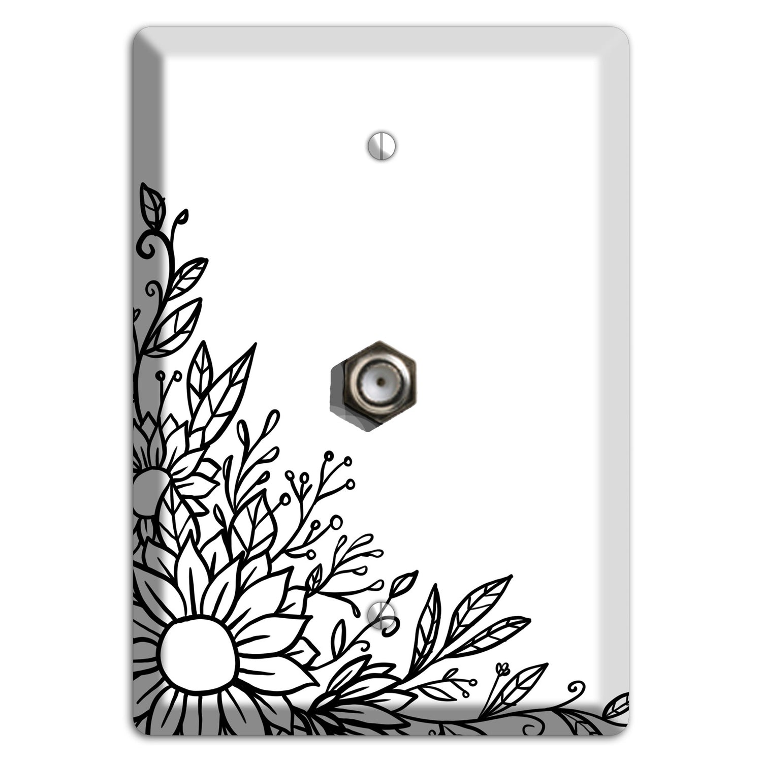 Hand-Drawn Floral 6 Cable Wallplate