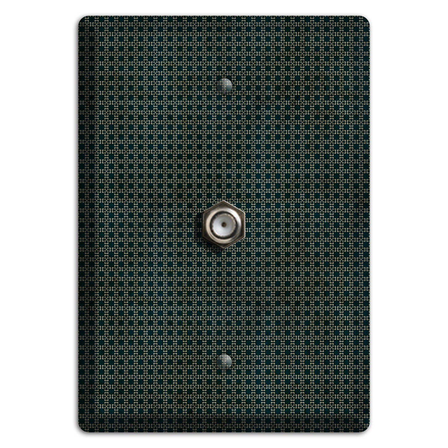 Dark Green Grunge Tiny Arabesque Cable Wallplate