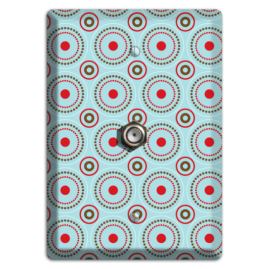 Dusty Blue with Red and Brown Retro Suzani Cable Wallplate