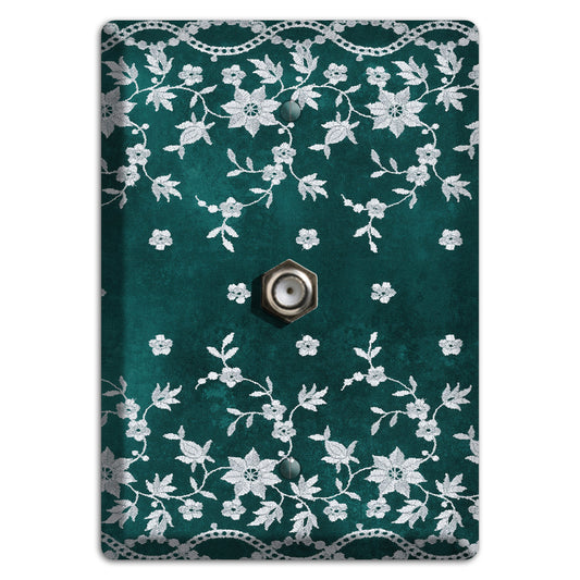 Embroidered Floral Teal Cable Wallplate