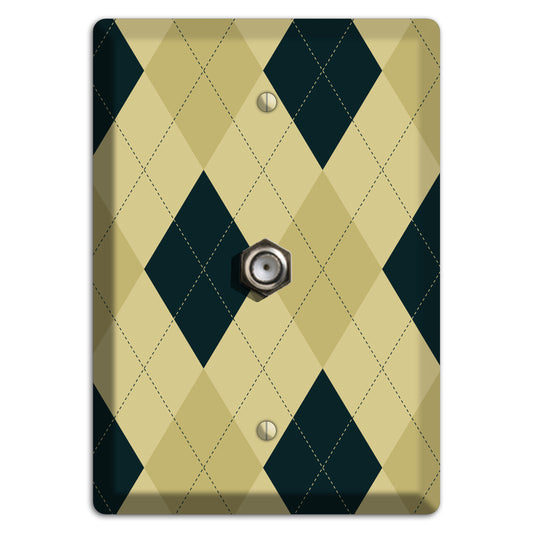 Beige and Yellow Argyle Cable Wallplate