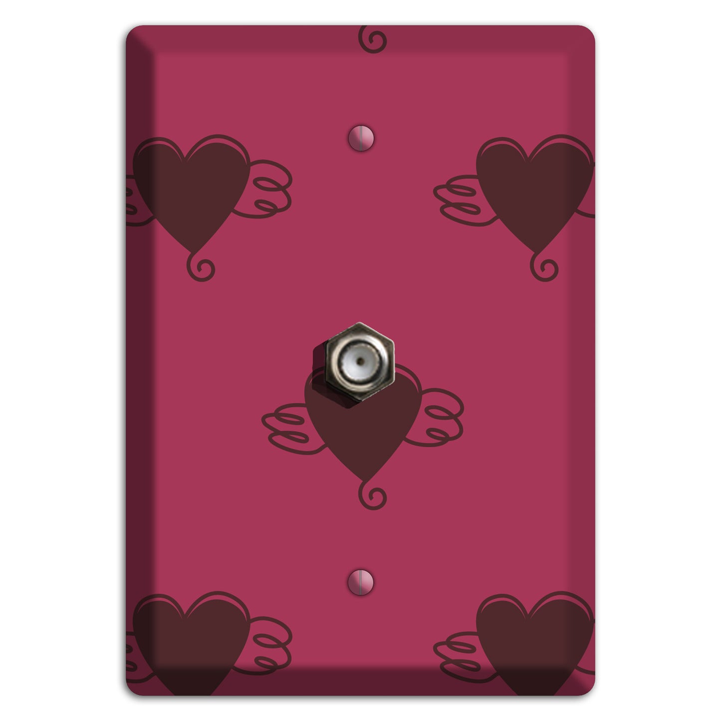 Fuschia Winged Hearts 2 Cable Wallplate