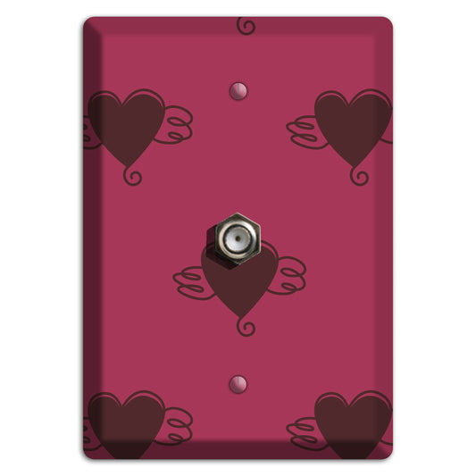 Fuschia Winged Hearts 2 Cable Wallplate