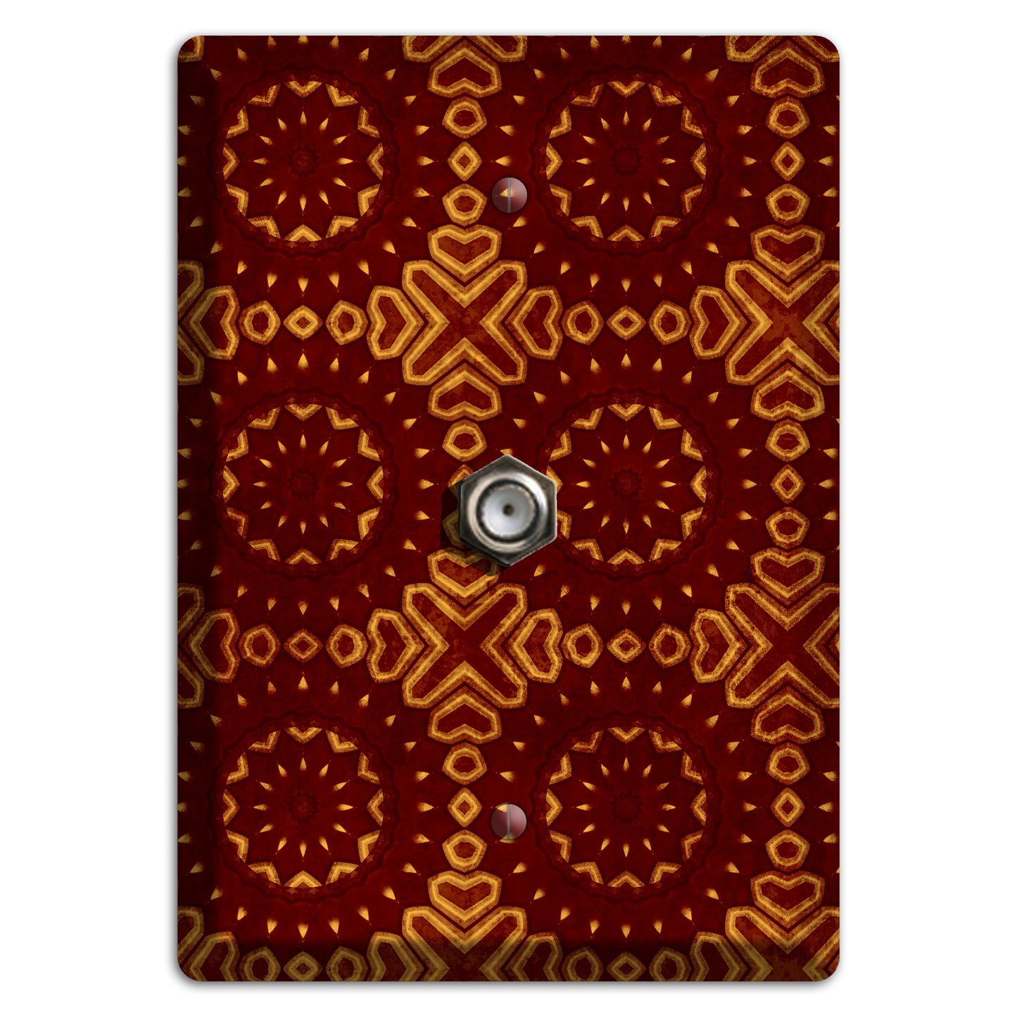 Maroon Grunge Suzani 3 Cable Wallplate